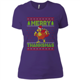 Merry Thankmas Ugly Xmas Thanksgiving Turkey Sweatshirt - Ladies' Boyfriend T-Shirt