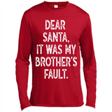 Christmas Shirt - Dear Santa It Was My Brother's Fault - Canvas Long Sleeve T-Shirt