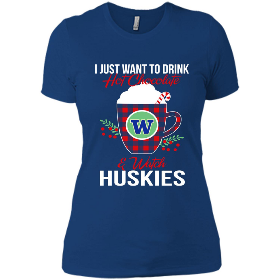 I Just Want To Drink Hot Chocolate & Watch Washington Huskies Ugly Christmas Sweater PINGPONG