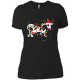Christmas Lights Cow Wearing Santa Hat Funny Xmas Sweatshirt - Ladies' Boyfriend T-Shirt
