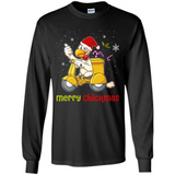 Funny Santa Christmas Chicken Shirt - Merry Chickmas - Long Sleeve T-Shirt