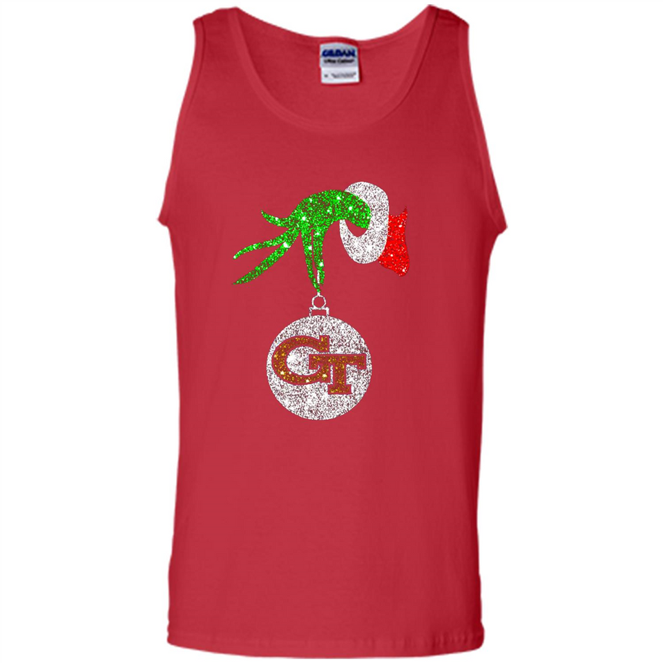 Fantastic Georgia Tech Yellow Jackets Glitter Grinch Monogram Ornament Christmas - Tank Top