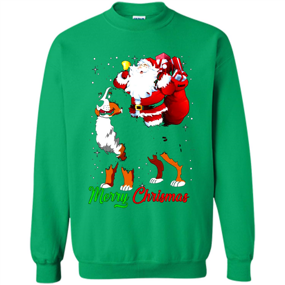 Merry Christmas Santa Claus With Big Dog sweater PINGPONG