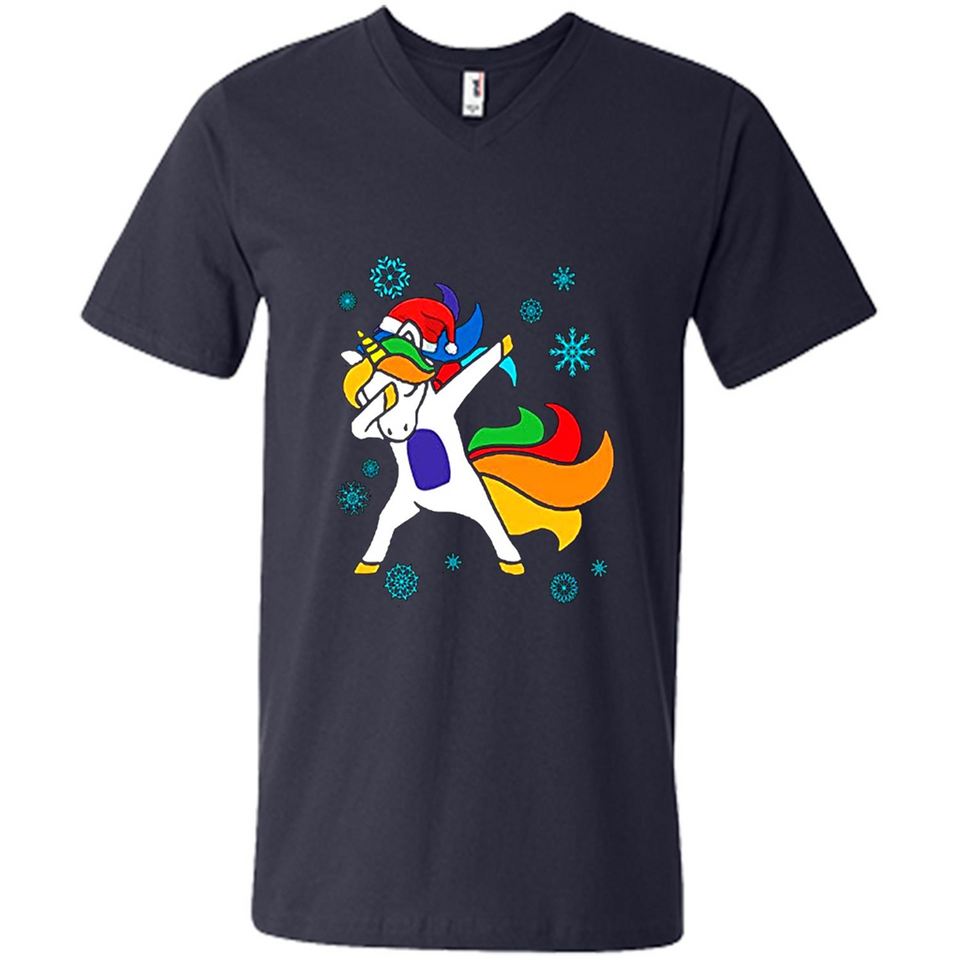 Christmas Dabbing Unicorn - Men's V-Neck