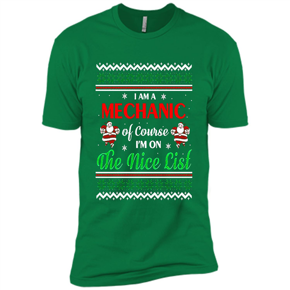 Funny Ugly Christmas T-Shirt Gift for Mechanic - Premium Short Sleeve T-Shirt