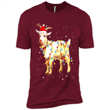Christmas Lights Goat Wearing Santa Hat Funny Xmas - Premium Short Sleeve T-Shirt