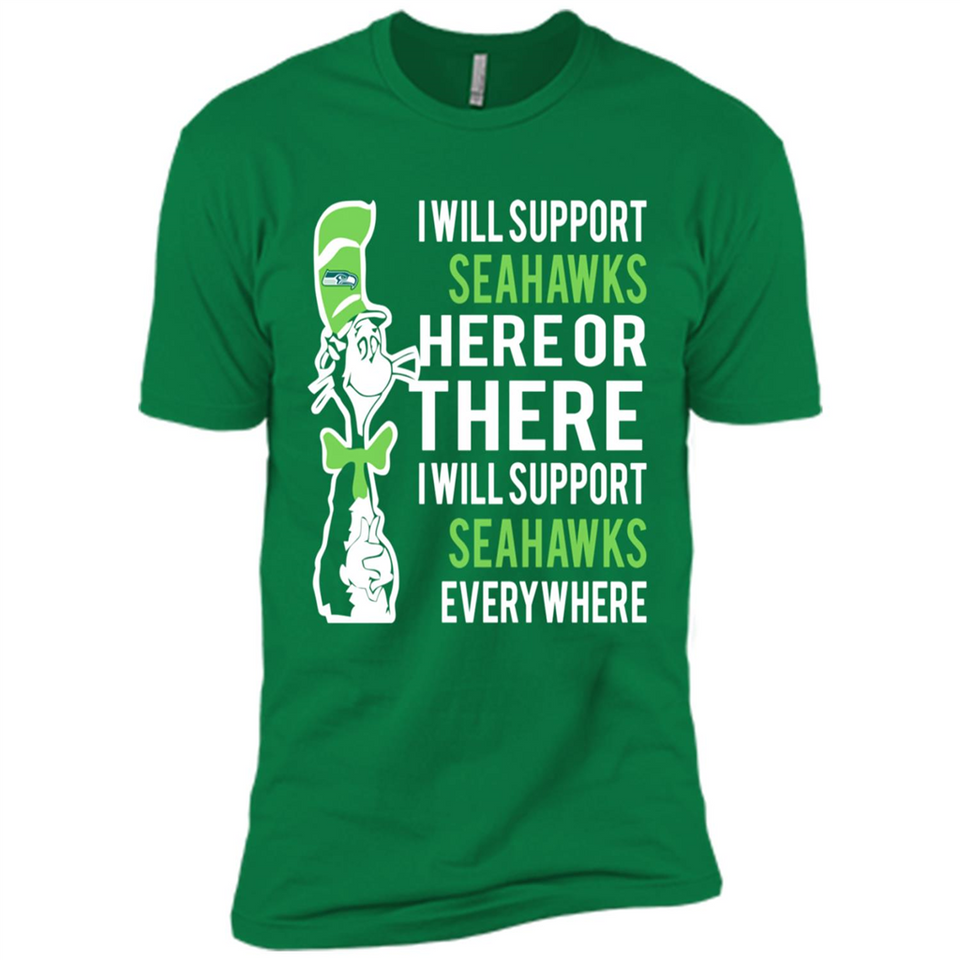 Shirt For Dr Seuss Cat And Seattle Seahawks Fans - Premium Short Sleeve T-Shirt