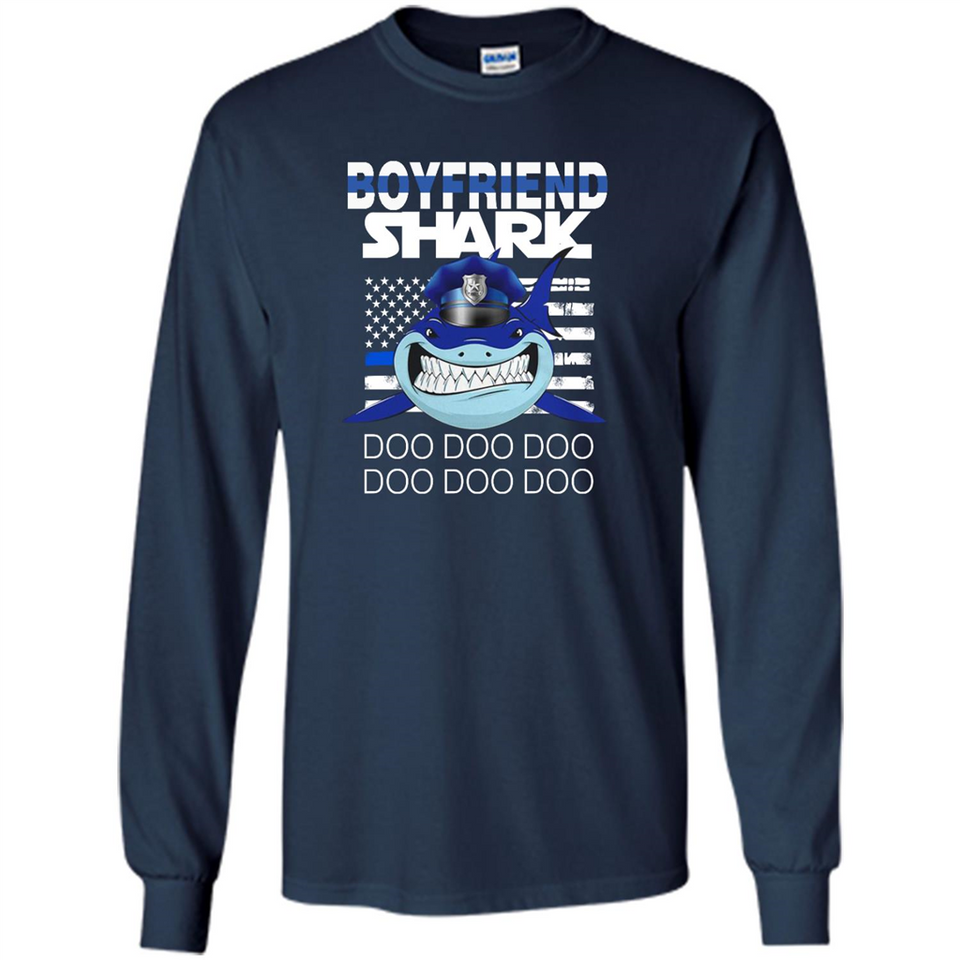 Police boyfriend Shark Blue Line Tee