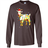 Christmas Lights Goat Wearing Santa Hat T-Shirt - Long Sleeve T-Shirt