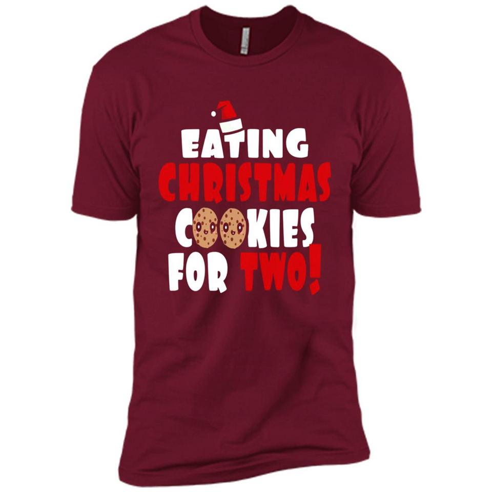 Womens Funny Eating Christmas Cookies For Two Pregnancy - Premium Short Sleeve T-Shirt
