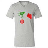 Funny Grinch Hand holding Firefighter ornament Christmas Sporty T-Shirt - Canvas Unisex V-Neck