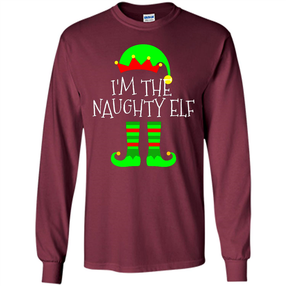 Matching Family Christmas Shirt Funny I'm The Naughty Elf Black mugs PINGPONG - Long Sleeve T-Shirt