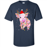 Christmas Lights Pig Wearing Santa Hat Funny Xmas - Shirt