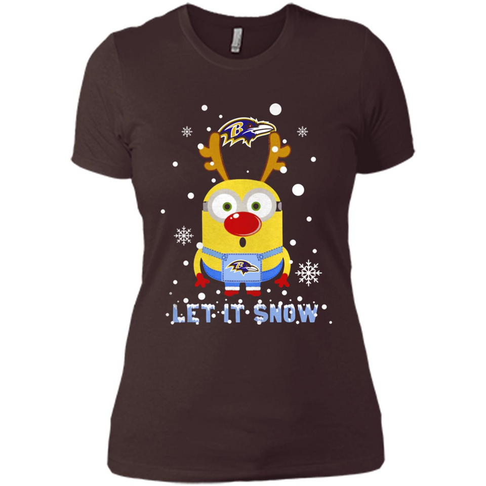 Minion Baltimore Ravens Ugly Christmas Sweater Let it Snow - Ladies' Boyfriend T-Shirt