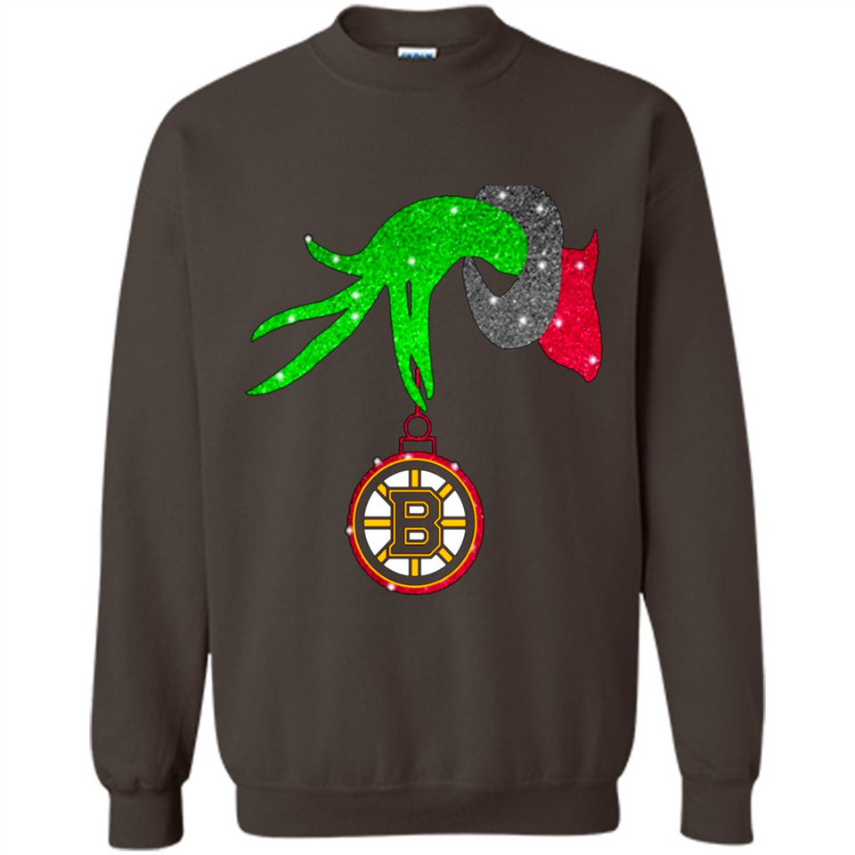 GRINCH HAND HOLDING BOSTON BRUINS GLITTER CHRISTMAS PINGPONG