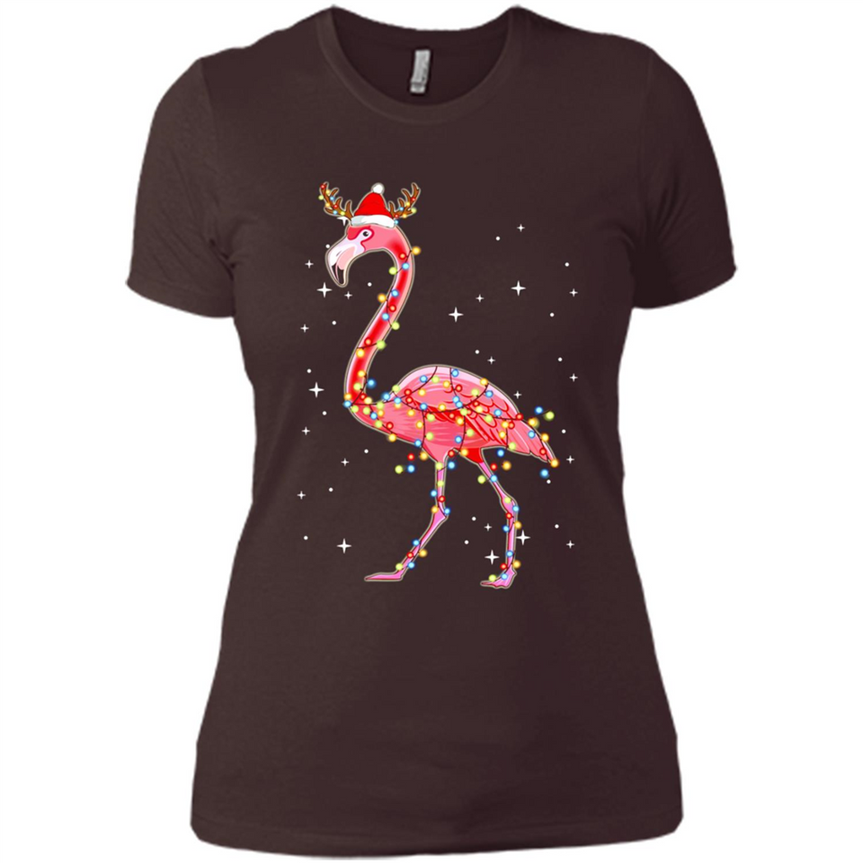 Christmas Lights Flamingo Wearing Santa Hat Funny Xmas - Ladies' Boyfriend T-Shirt