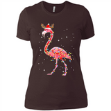 Christmas Lights Flamingo Wearing Santa Hat Funny Xmas - Ladies' Boyfriend T-Shirt