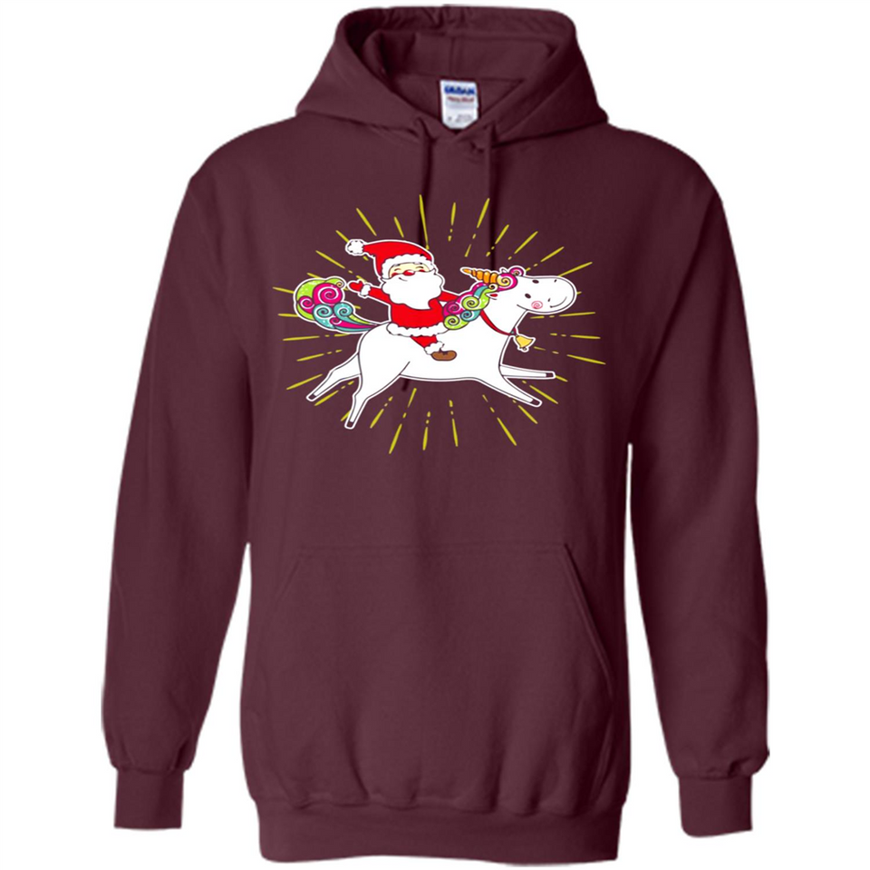Unicorn And Santa Christmas - Hoodie