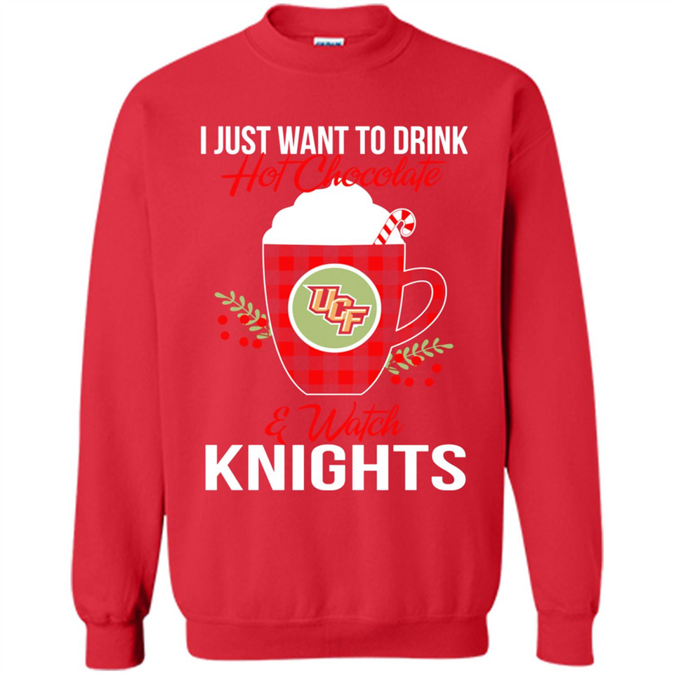 I Just Want To Drink Hot Chocolate & Watch UCF Knights Ugly Christmas Sweater PINGPONG