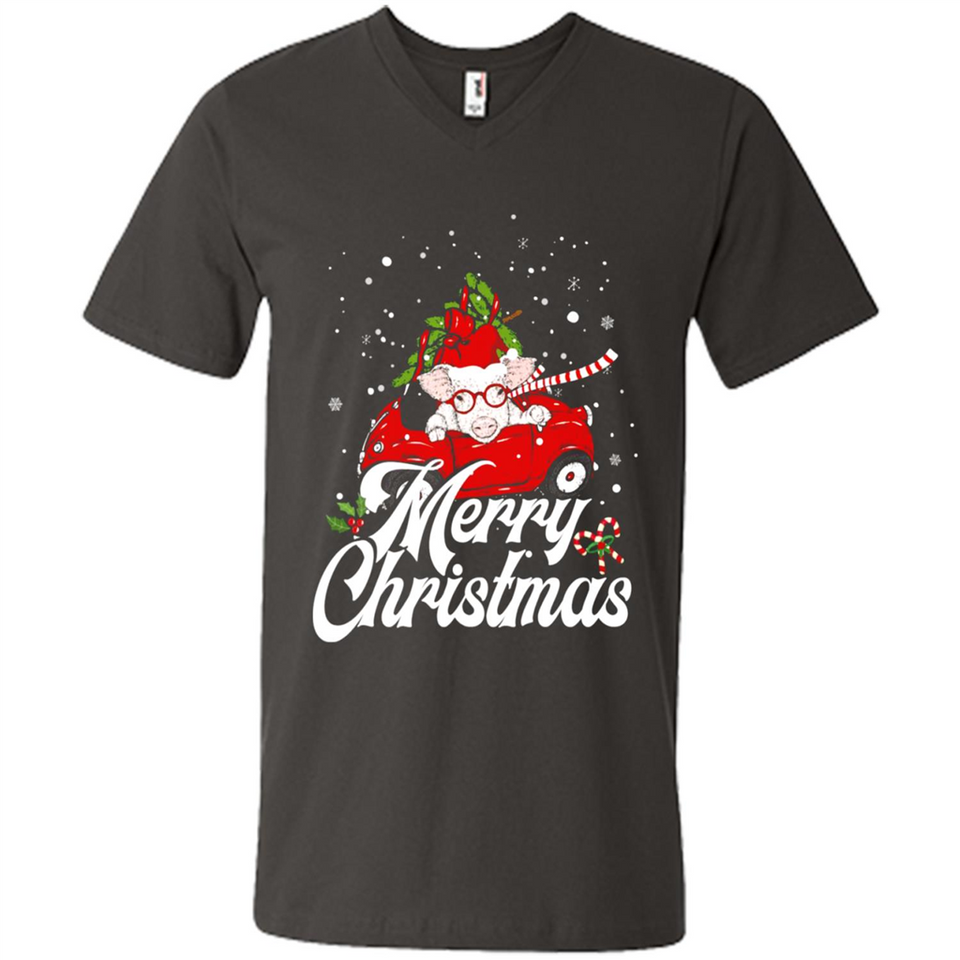 Merry Christmas Pig s - Men's V-Neck