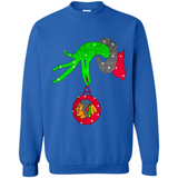 GRINCH HAND HOLDING CHICAGO BLACKHAWKS GLITTER CHRISTMAS PINGPONG