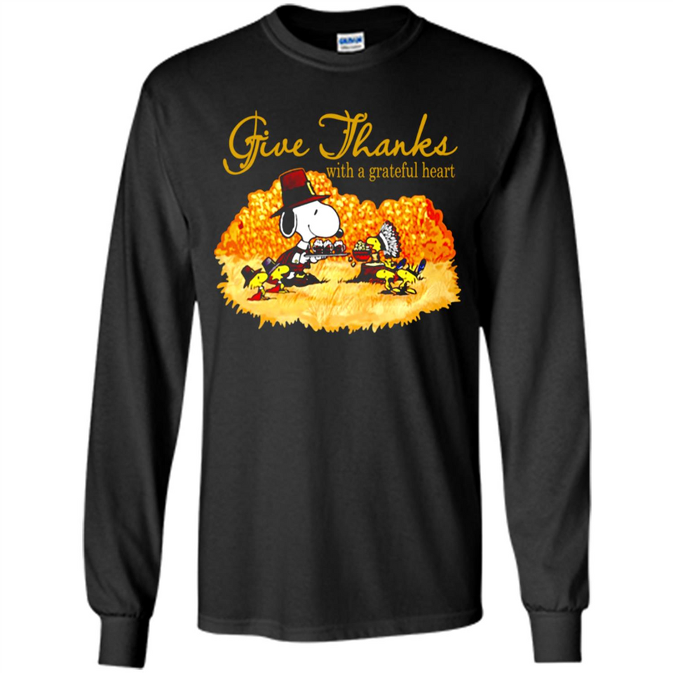 Snoopy Thanksgiving Give Thanks With A Grateful Heart - Long Sleeve T-Shirt