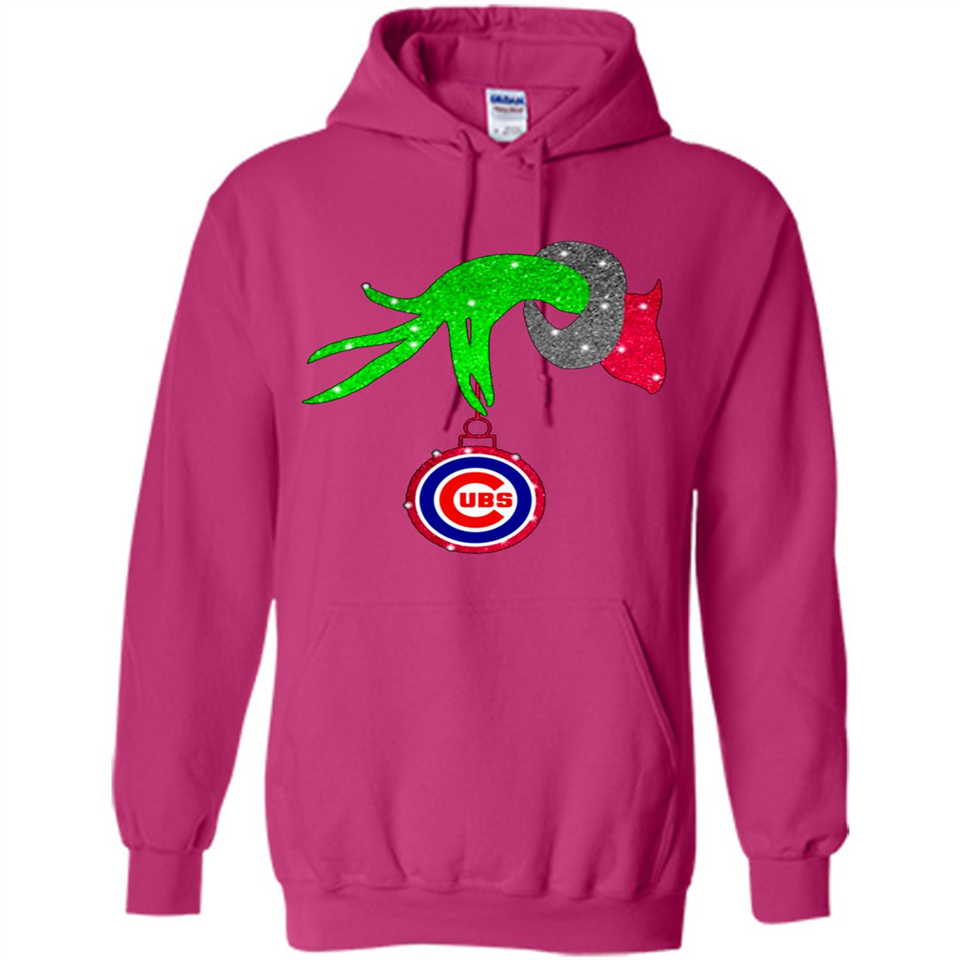 GRINCH HAND HOLDING CHICAGO CUBS GLITTER CHRISTMAS PINGPONG