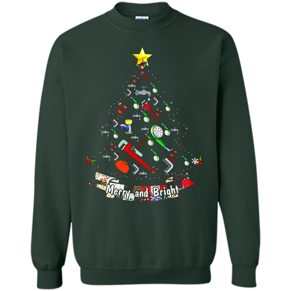 Merry And Bright Plumber Christmas Tree Shirt PINGPONG - Sweatshirt