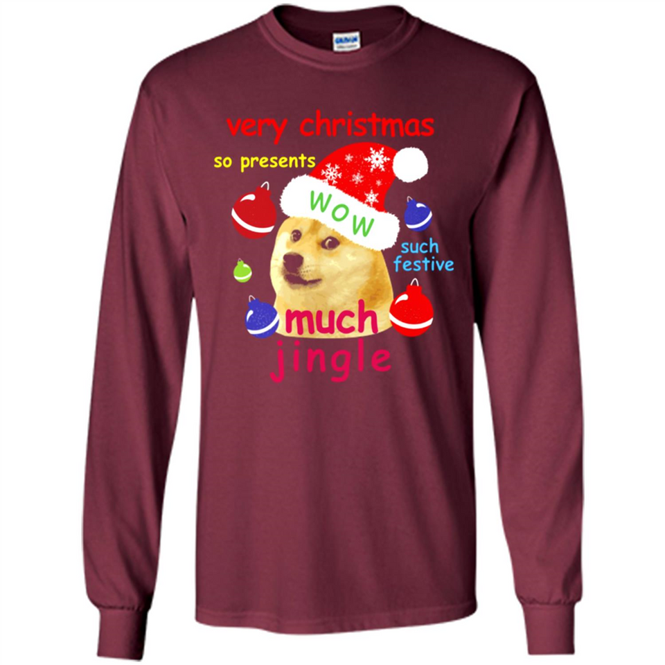 Christmas Doge Meme Shirts Funny Santa Shiba Inu Dog - Long Sleeve T-Shirt