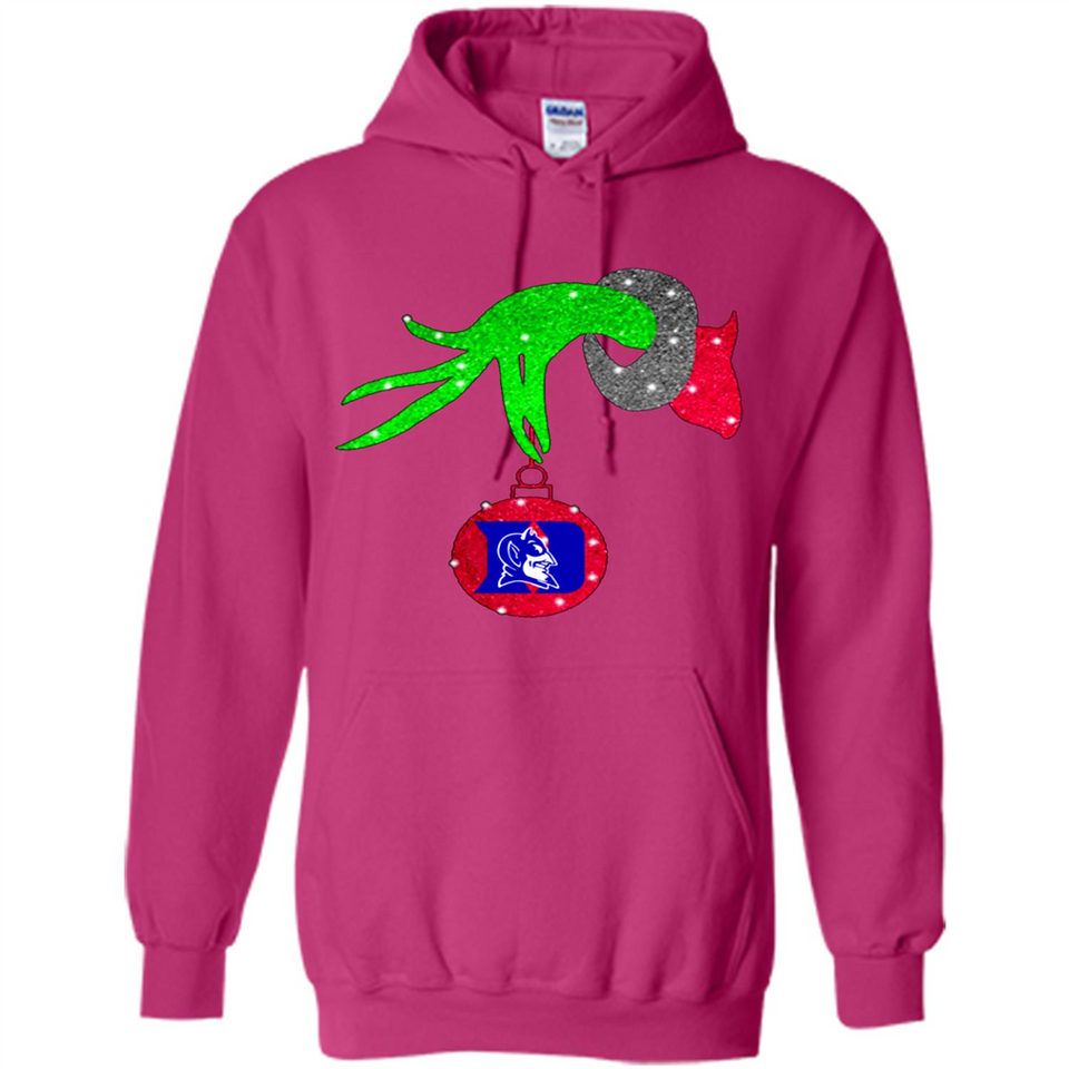 GRINCH HAND HOLDING DUKE BLUE DEVILS GLITTER CHRISTMAS PINGPONG