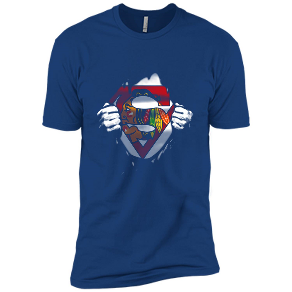 Chicago Blackhawks And Superman Fans - Premium Short Sleeve T-Shirt