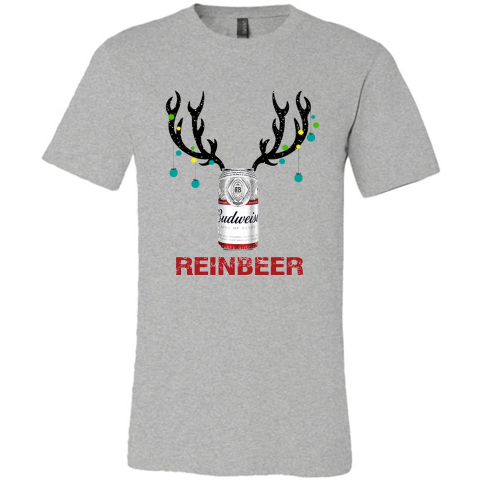 Budweiser Reinbeer Funny Beer Reindeer Christmas Sweatshirt - Canvas Unisex T-Shirt