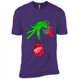 GRINCH HAND HOLDING DETROIT RED WINGS GLITTER CHRISTMAS PINGPONG