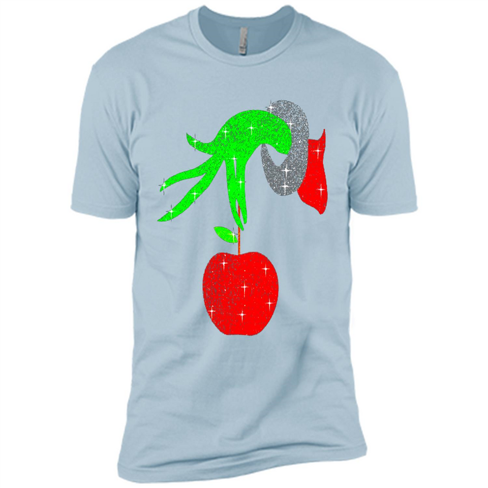 Christmas The Grinch Hand Holding Apple Ornament sweater - Premium Short Sleeve T-Shirt