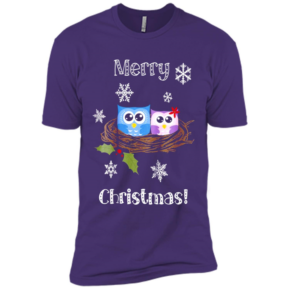 Cute Christmas Shirt Merry Christmas Snowflakes Owls Nest