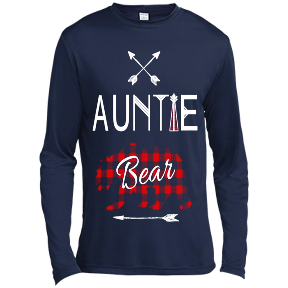 Aunt Shirt Buffalo Plaid Family Camp Bear Tee - Canvas Long Sleeve T-Shirt