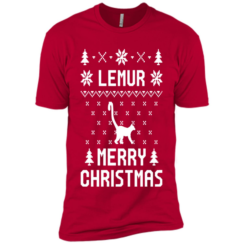 Vintage Tee For Women Men Graphic Shirts Lemur Ugly Christmas Sweater - Premium Short Sleeve T-Shirt