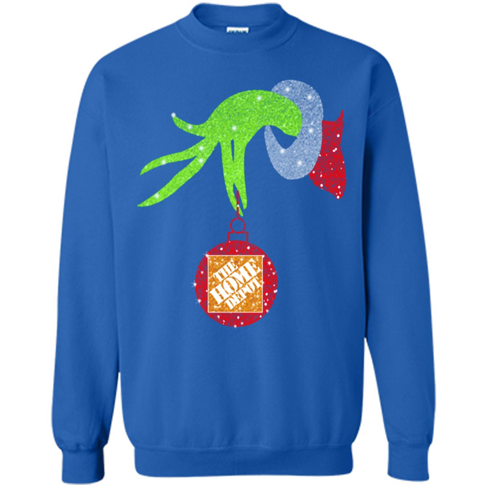 Grinch hand holding Logo HomeDepot Glitter Christmas - Sweatshirt