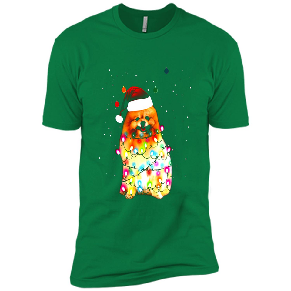 Pomeranian Santa Lights Christmas Dog Xmas Sweatshirt - Premium Short Sleeve T-Shirt