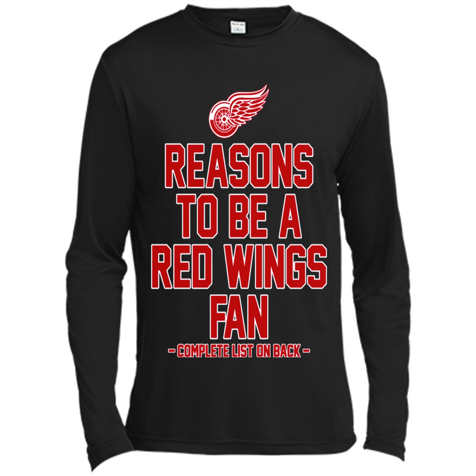 Reasons to be a Detroit Red Wings Fan Complete List on Back - Canvas Long Sleeve T-Shirt