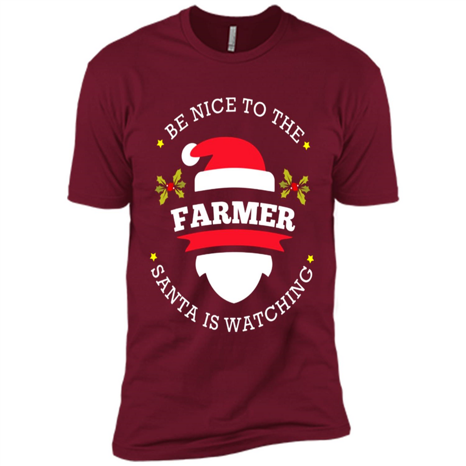 Be Nice to Farmer Santa Watching Christmas 1 - Premium Short Sleeve T-Shirt