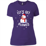 Let's Get Plowed Funny Christmas Snowman - Ladies' Boyfriend T-Shirt