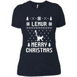 Vintage Tee For Women Men Graphic Shirts Lemur Ugly Christmas Sweater - Ladies' Boyfriend T-Shirt