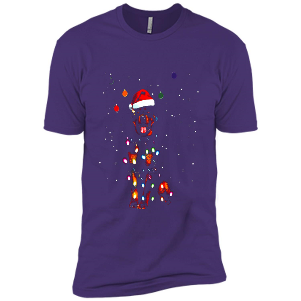 Rottweiler Santa Lights Christmas Dog Xmas Sweatshirt - Premium Short Sleeve T-Shirt