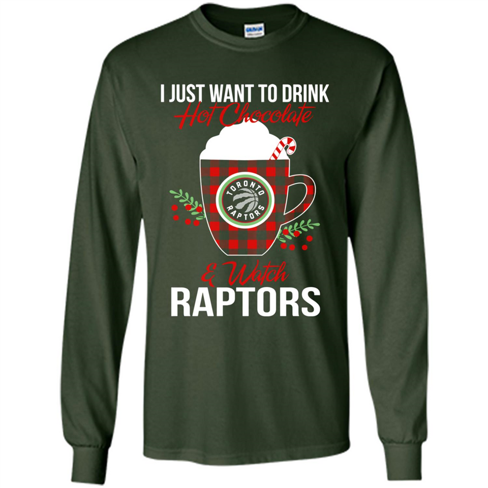 I Just Want To Drink Hot Chocolate & Watch Toronto Raptors Ugly Christmas Sweater PINGPONG