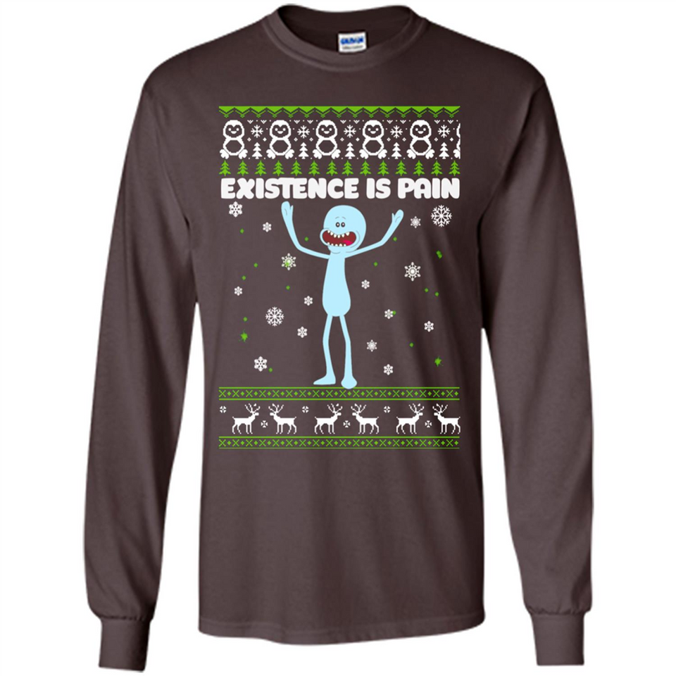 Mr Meeseeks Xistence Is Pain Ugly Christmas - Long Sleeve T-Shirt