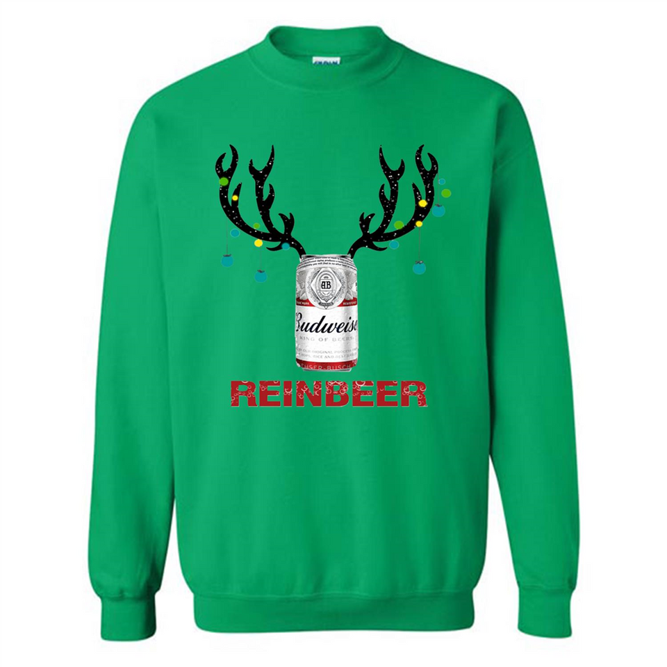 Budweiser Reinbeer Funny Beer Reindeer Christmas Sweatshirt - Sweatshirt