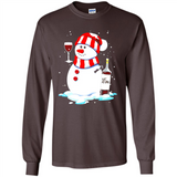Cute Snowman drink Red Wine Christmas T-Shirt - Long Sleeve T-Shirt