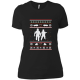 Christmas Ugly Sweater Firefighter Ugly Christmas Sweater - Ladies' Boyfriend T-Shirt