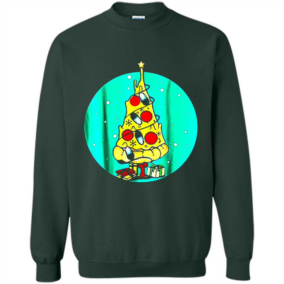 Funny Pizza Ugly Christmas Sweater Xmas Pizza Tree - Sweatshirt